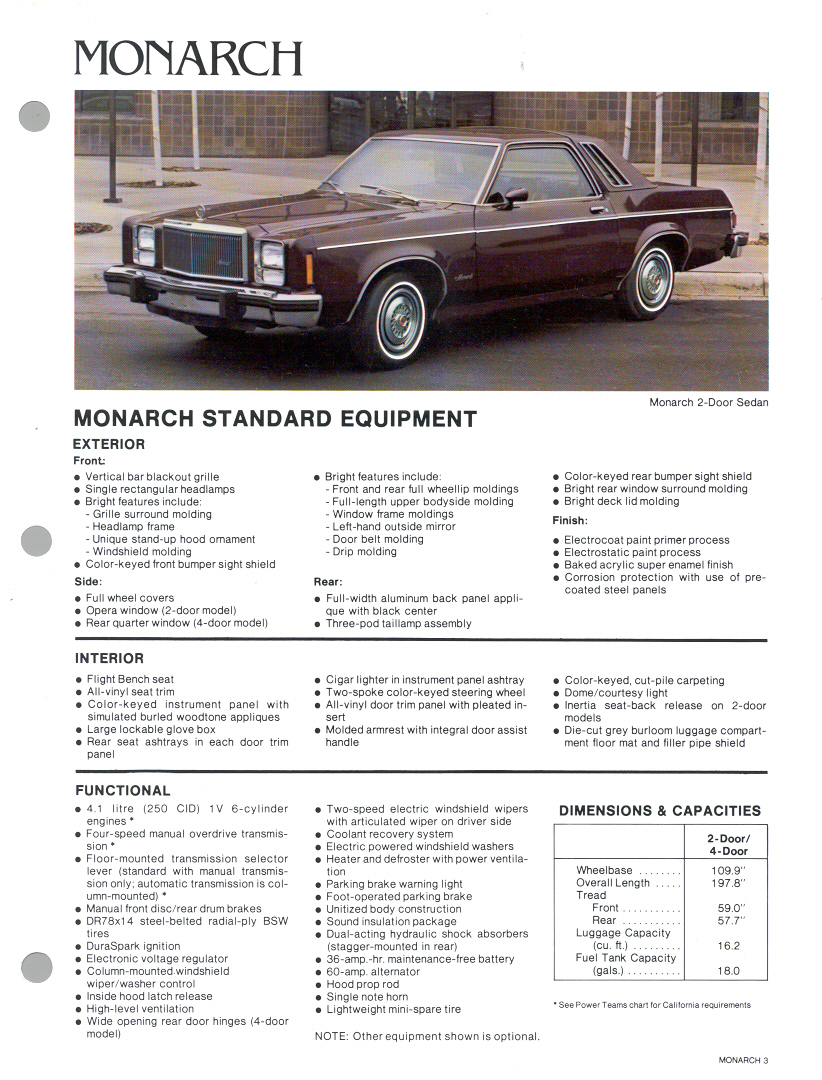 1980 Mercury Monarch Fact Book Page 17